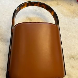 STAUD tortoise bisset bag, tan/brown/mocha leather. Brand new.